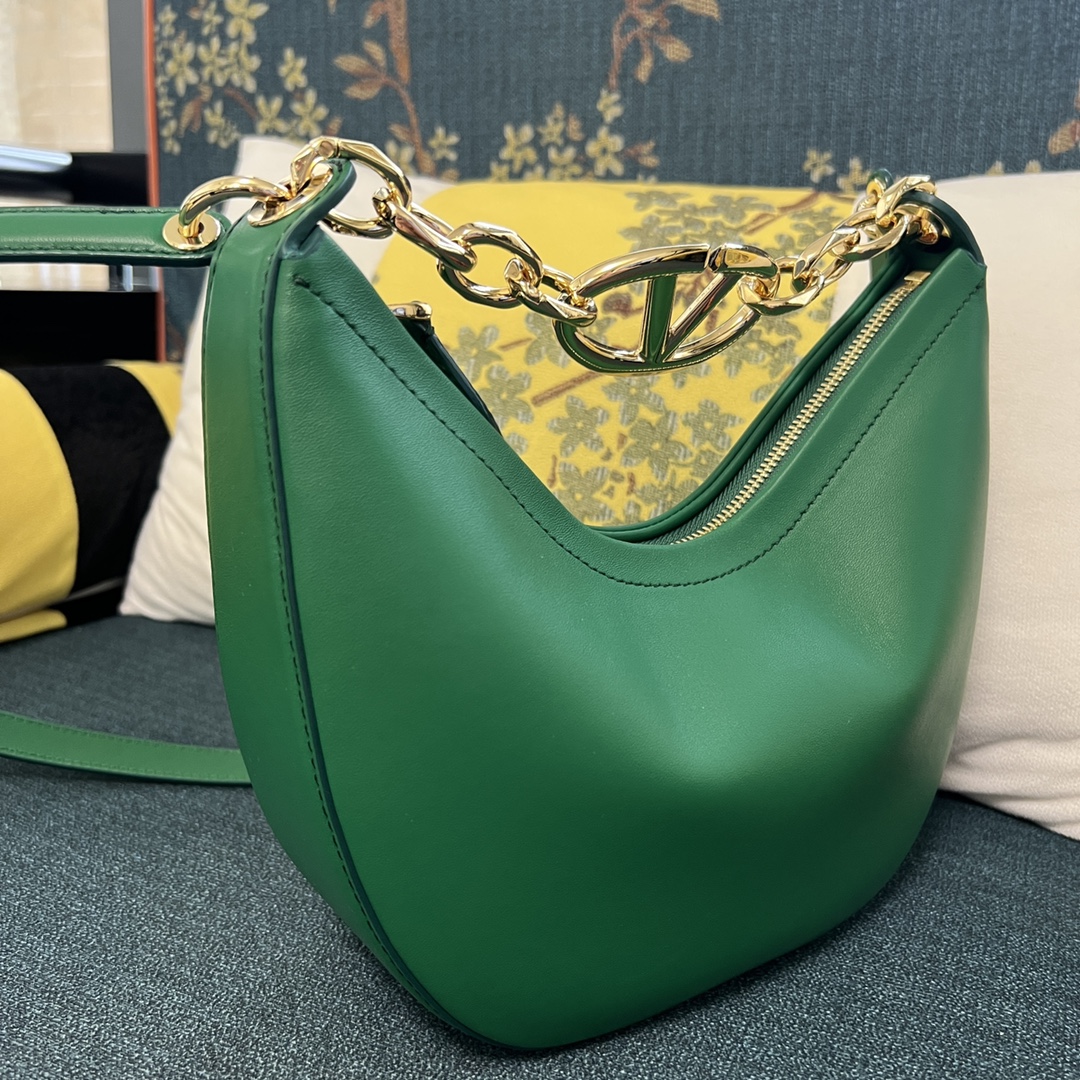 VLogo Moon Mini leather tote bag in GREEN  - Valentino Garavan