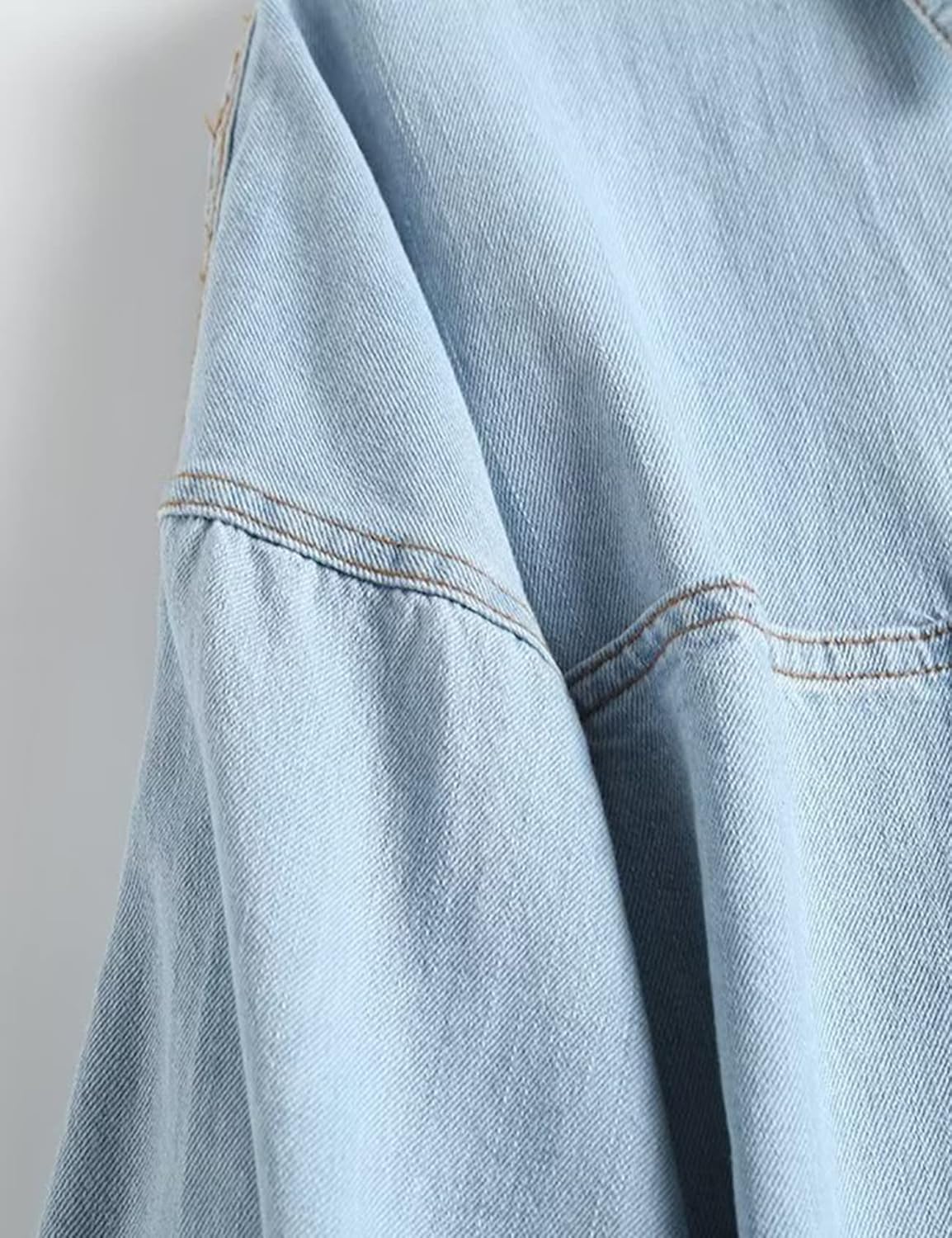 Women Denim Jacket Shacket Long Sleeve Oversize Boyfriend Jean Jacket Shirt