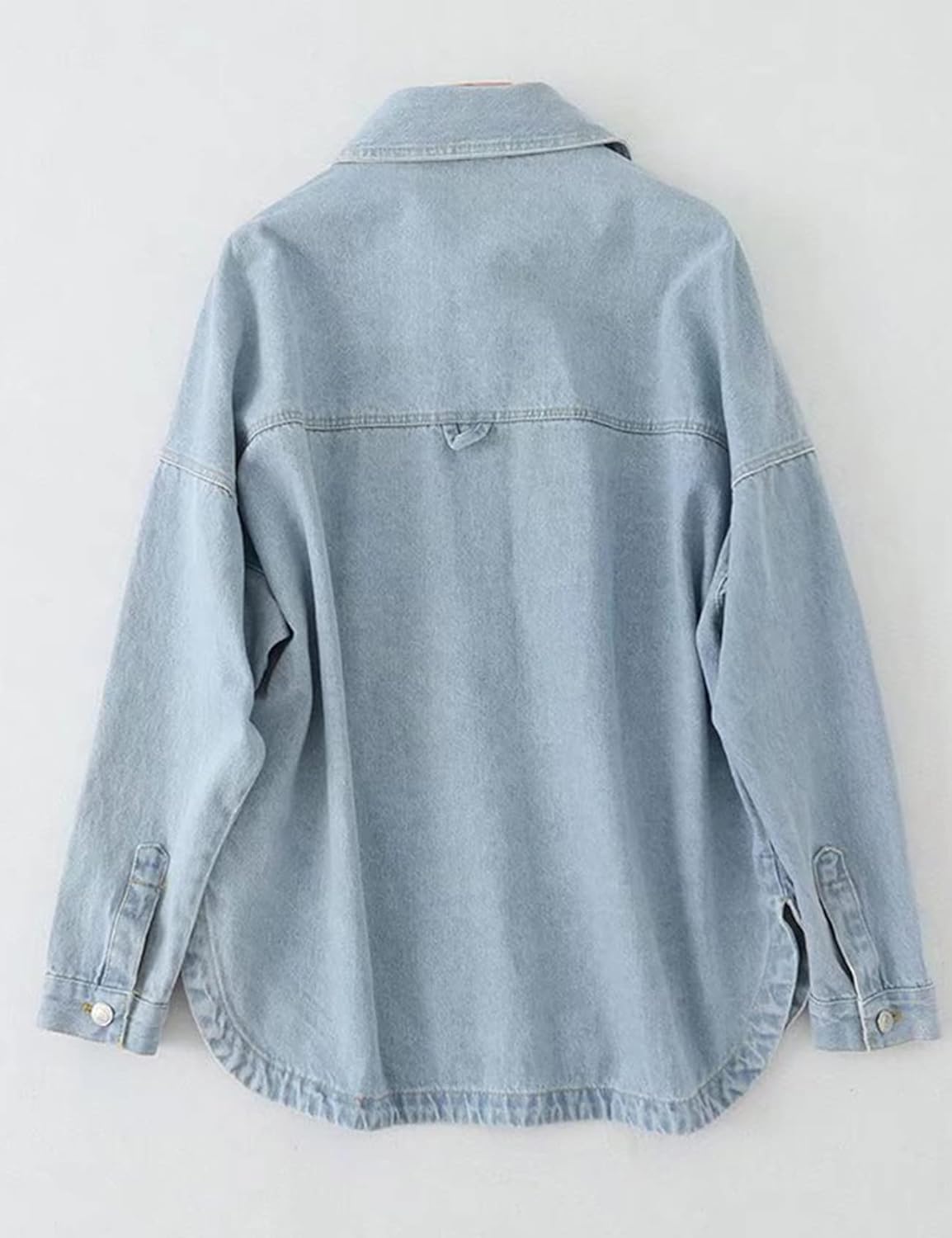 Women Denim Jacket Shacket Long Sleeve Oversize Boyfriend Jean Jacket Shirt