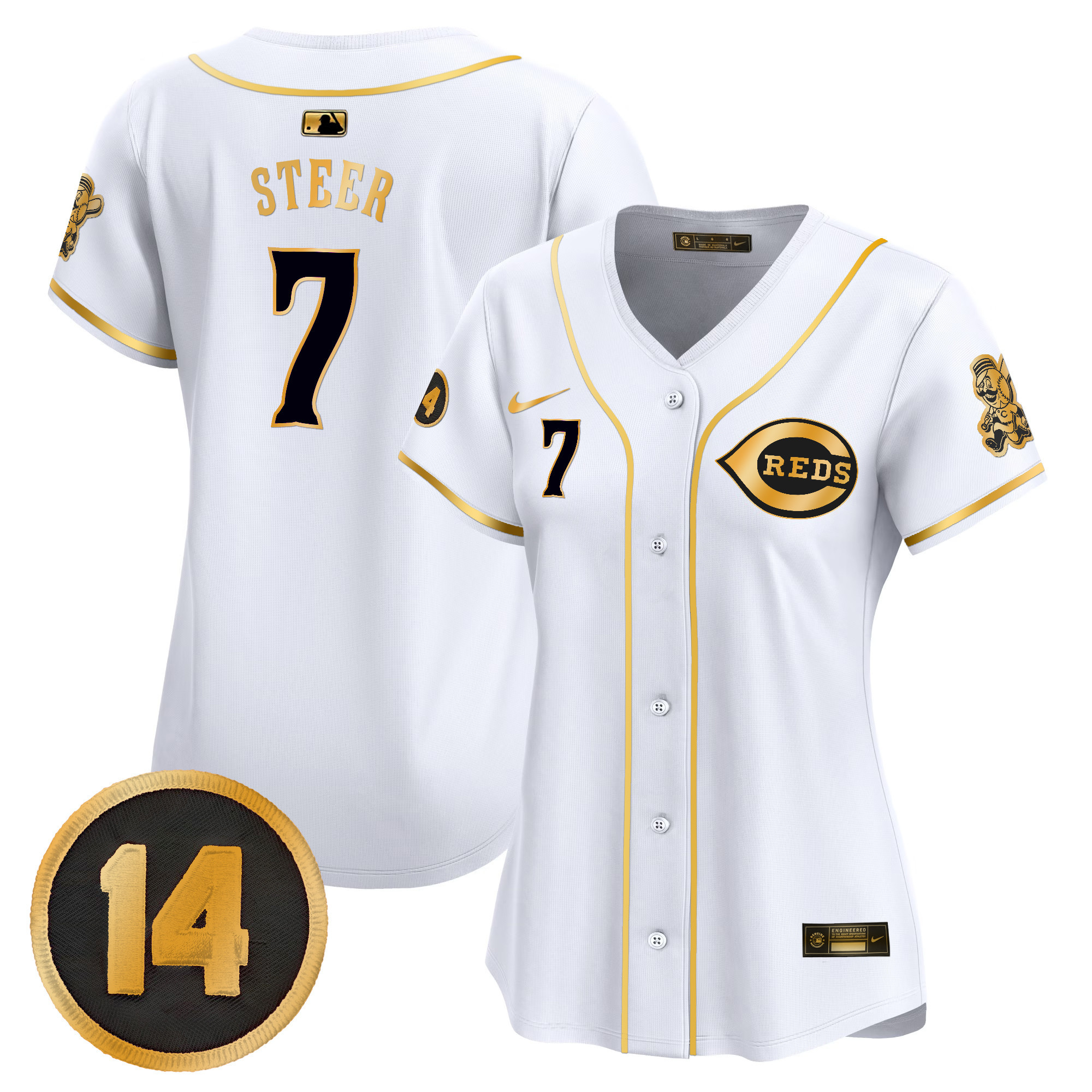 Women’s Cincinnati Reds Pete Rose Patch Vapor Premier Limited Jersey – All Stitched