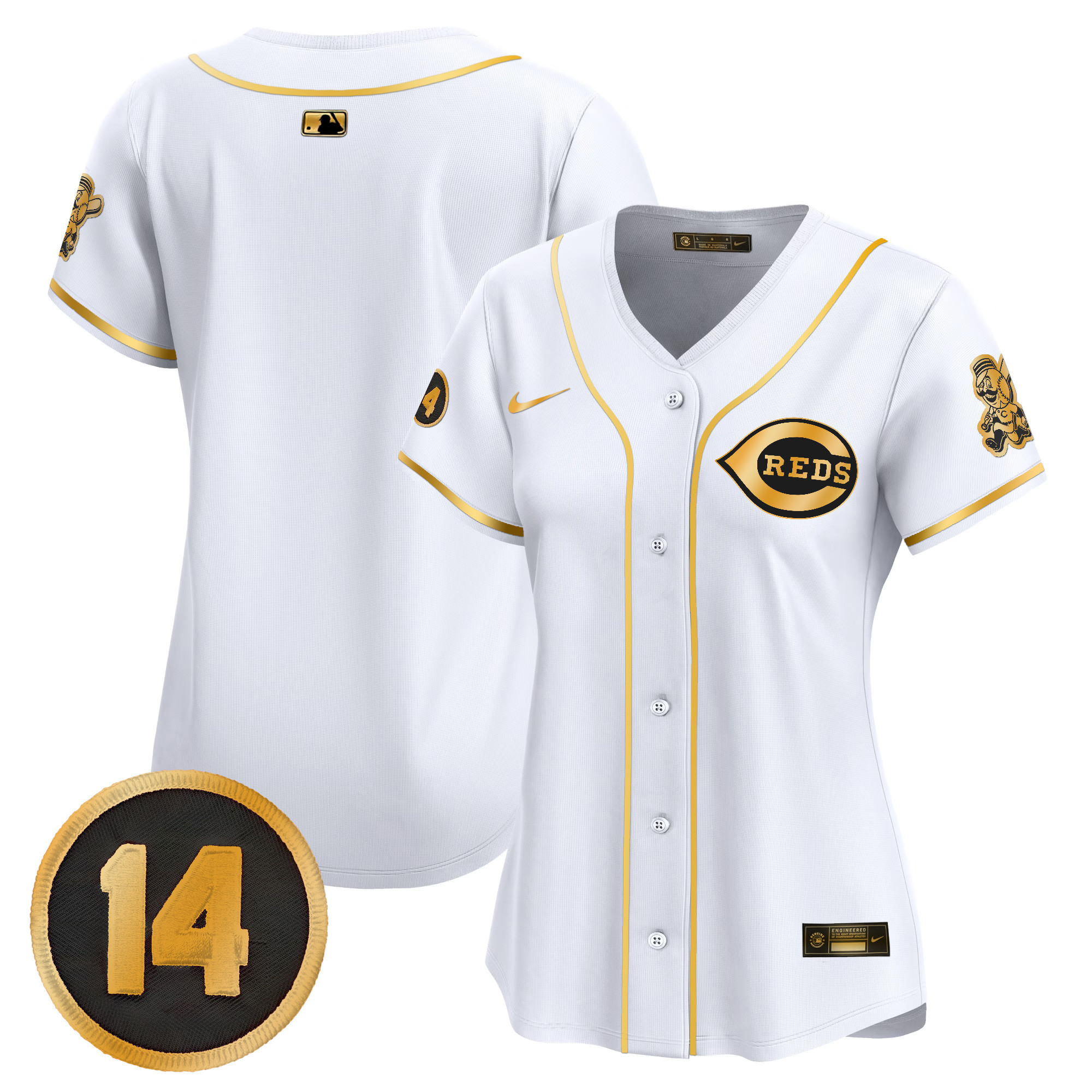 Women’s Cincinnati Reds Pete Rose Patch Vapor Premier Limited Jersey – All Stitched