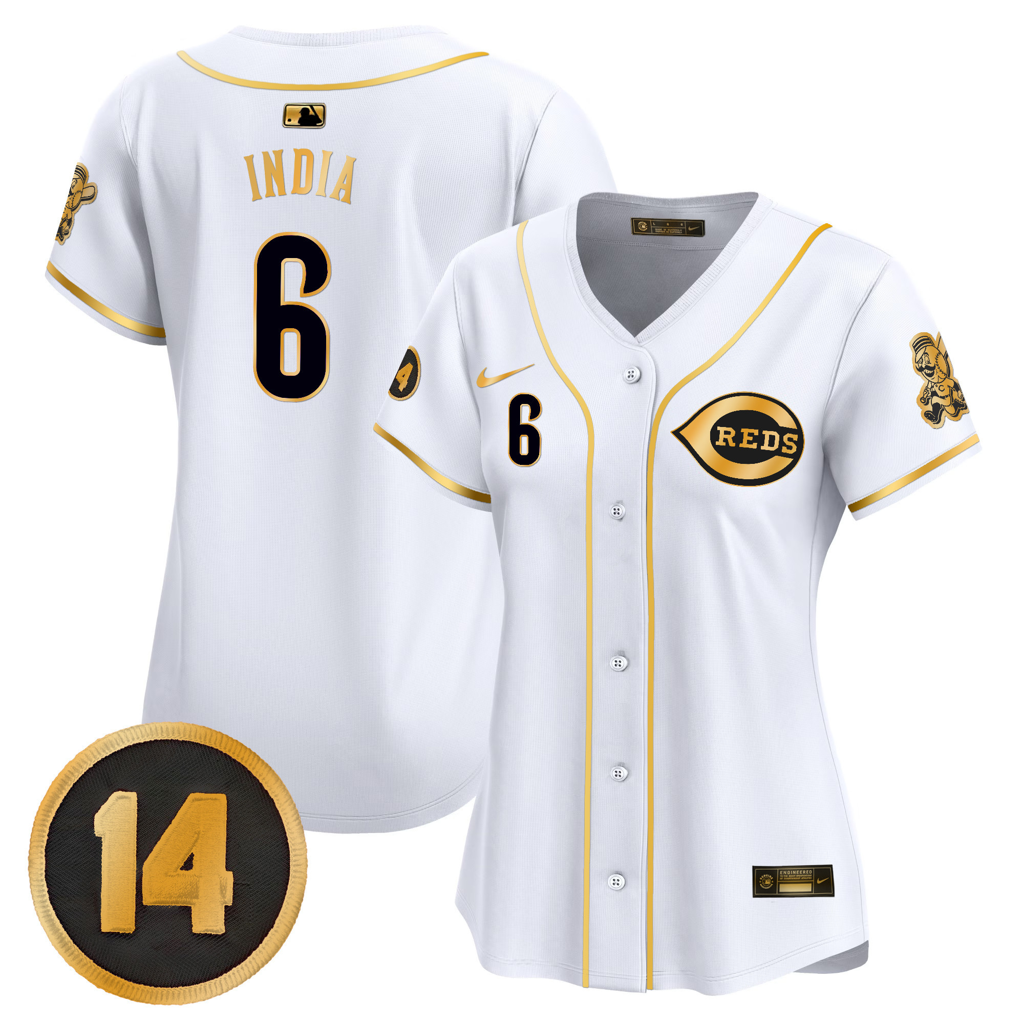 Women’s Cincinnati Reds Pete Rose Patch Vapor Premier Limited Jersey – All Stitched