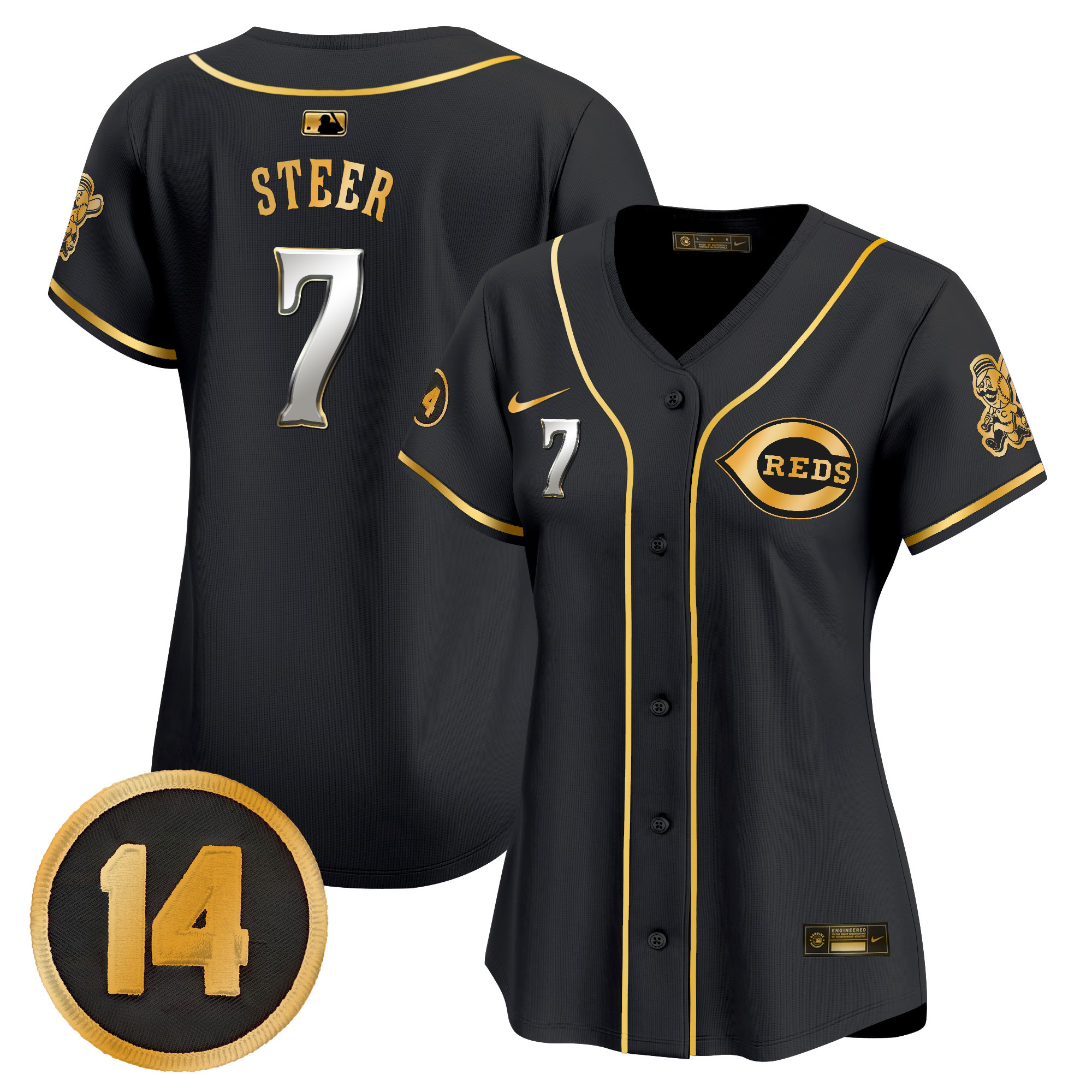 Women’s Cincinnati Reds Pete Rose Patch Vapor Premier Limited Jersey – All Stitched