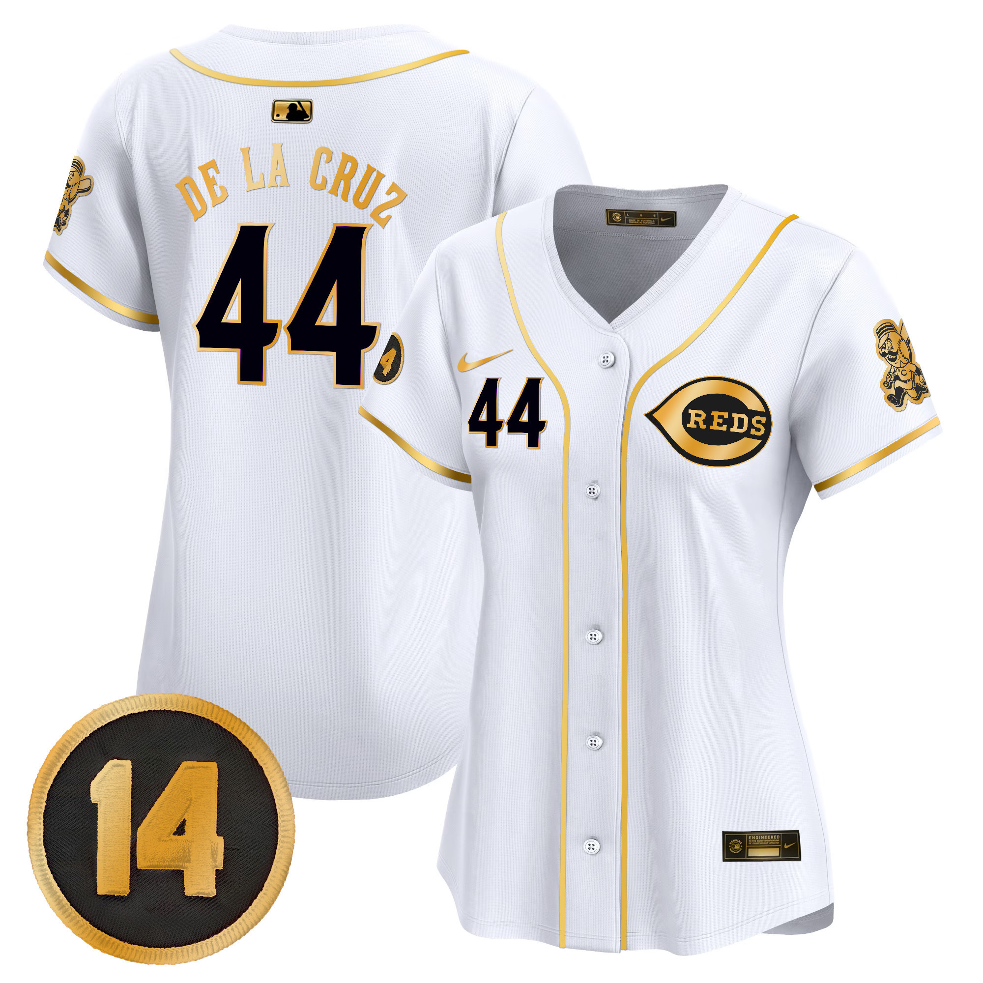 Women’s Cincinnati Reds Pete Rose Patch Vapor Premier Limited Jersey – All Stitched