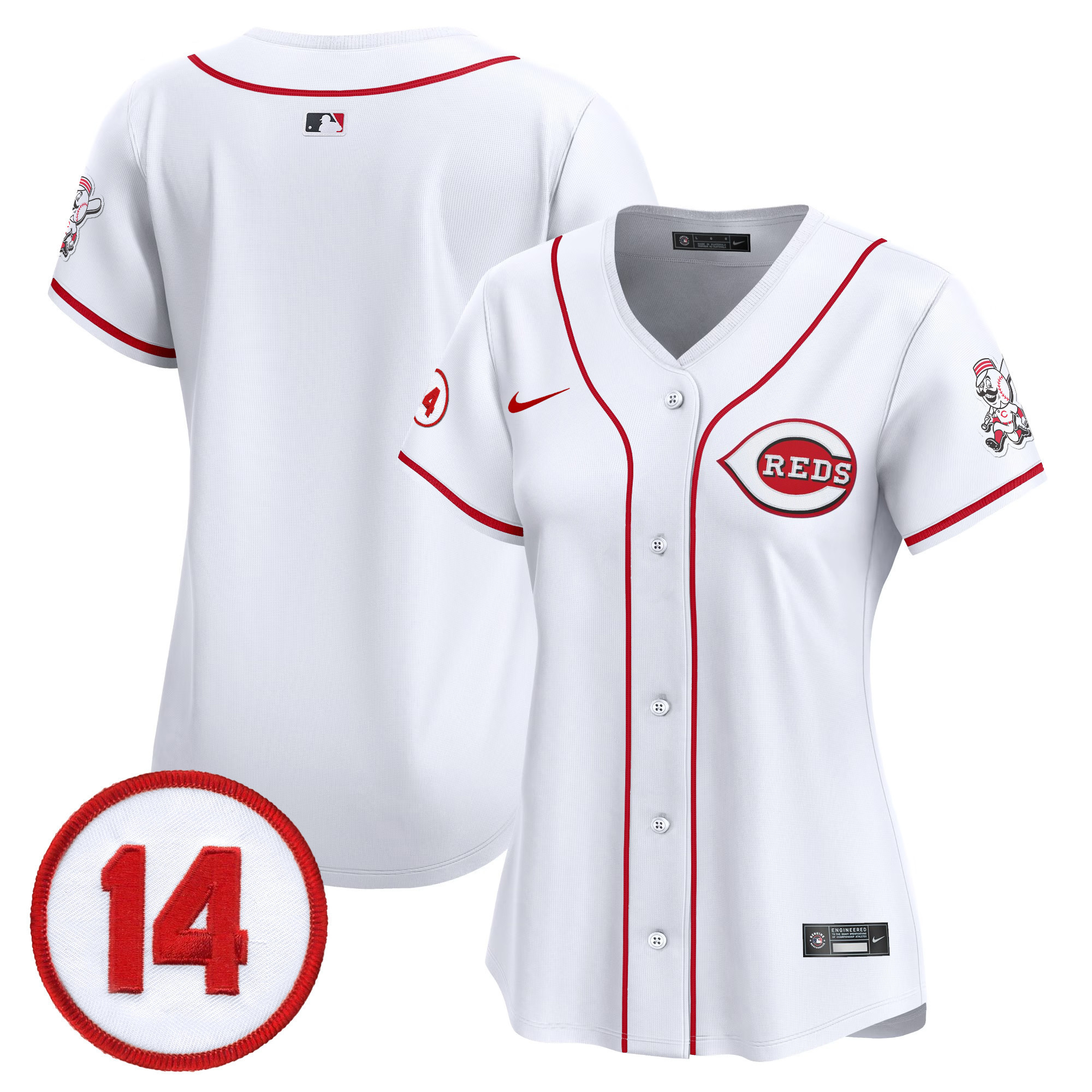 Women’s Cincinnati Reds Pete Rose Patch Vapor Premier Limited Jersey – All Stitched