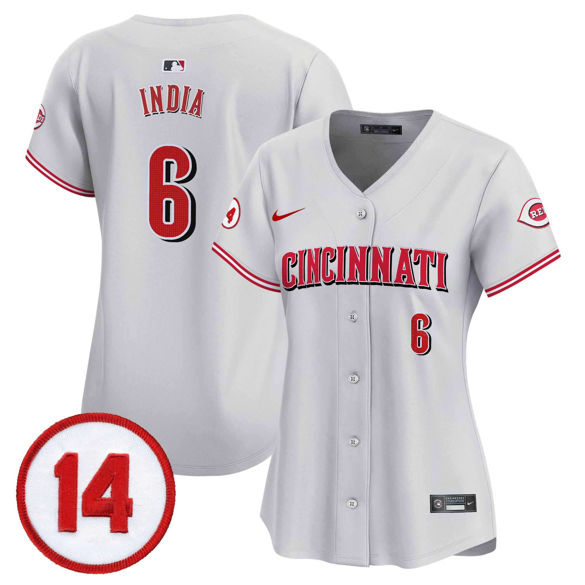 Women’s Cincinnati Reds Pete Rose Patch Vapor Premier Limited Jersey – All Stitched
