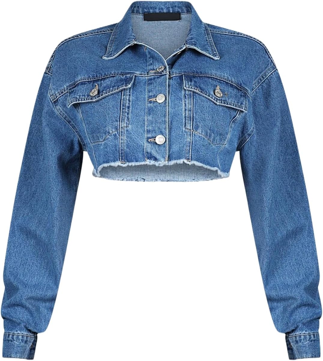 Women’s Ripped Short Jean Jacket frayed Casual Denim Jacket Tops