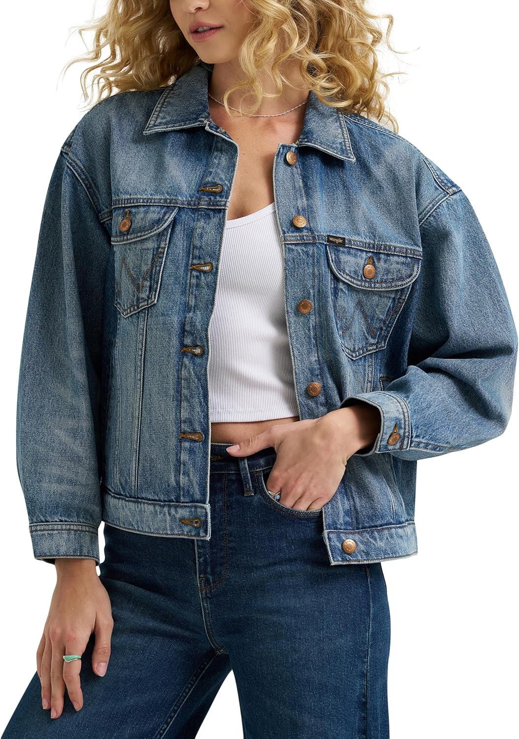 Wrangler Women’s Relaxed Fit Girlfriend Denim Jacket