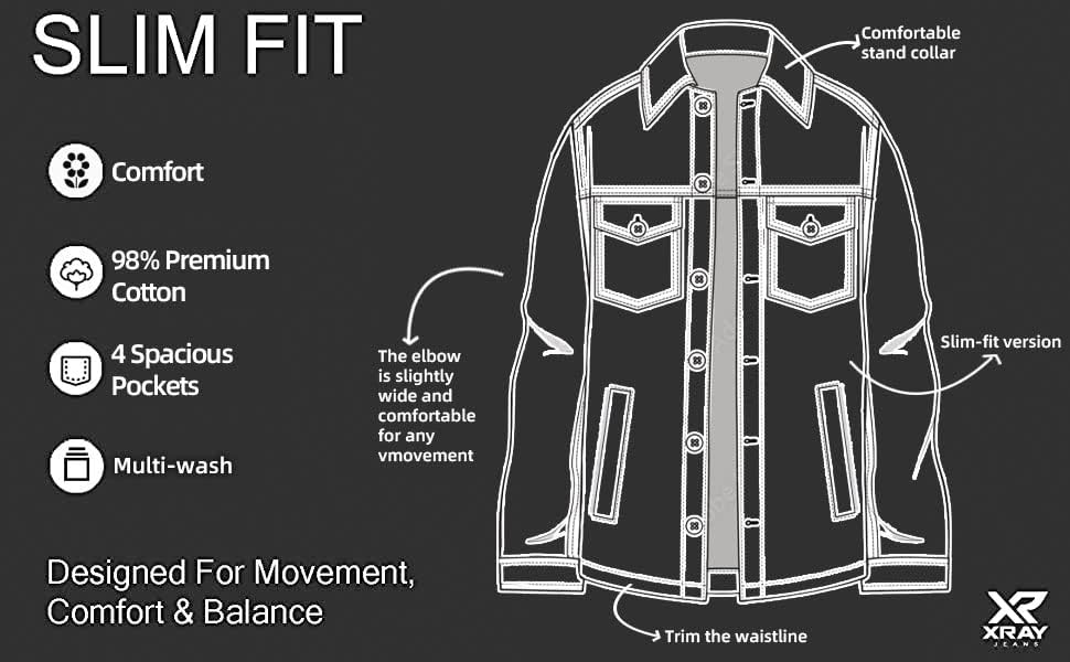 X RAY Mens Denim Jacket, Washed Ripped Distressed Flex Stretch Casual Trucker Biker Jeans Jacket for Men