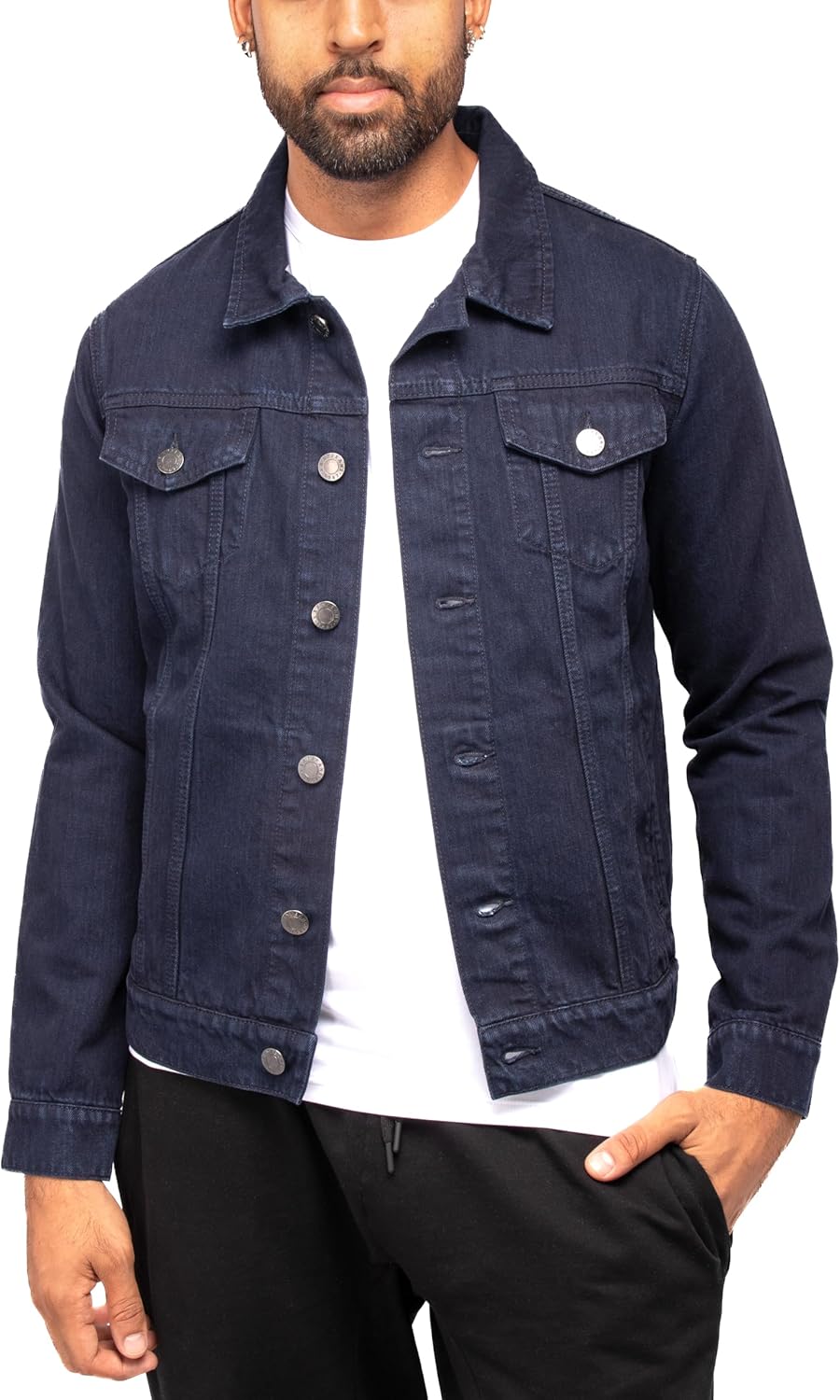 X RAY Mens Denim Jacket, Washed Ripped Distressed Flex Stretch Casual Trucker Biker Jeans Jacket for Men