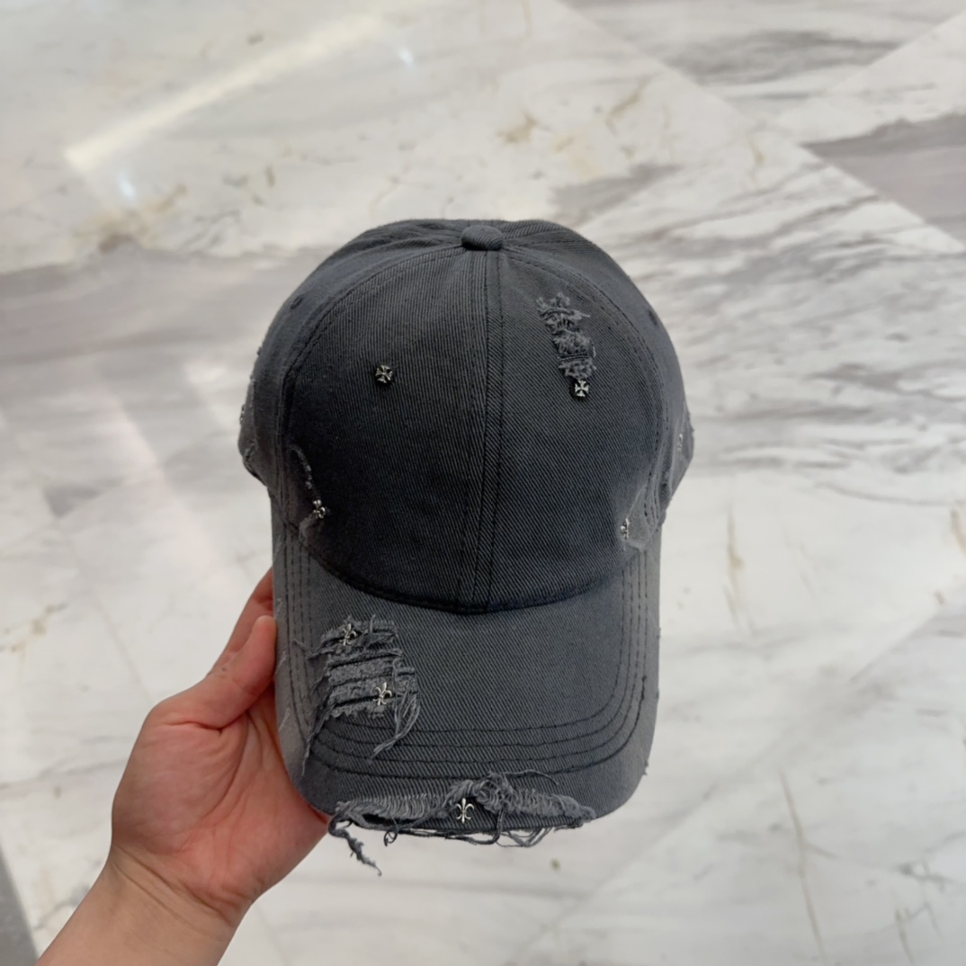 Youfelgmaoye Distressed Grey Denim Baseball Cap