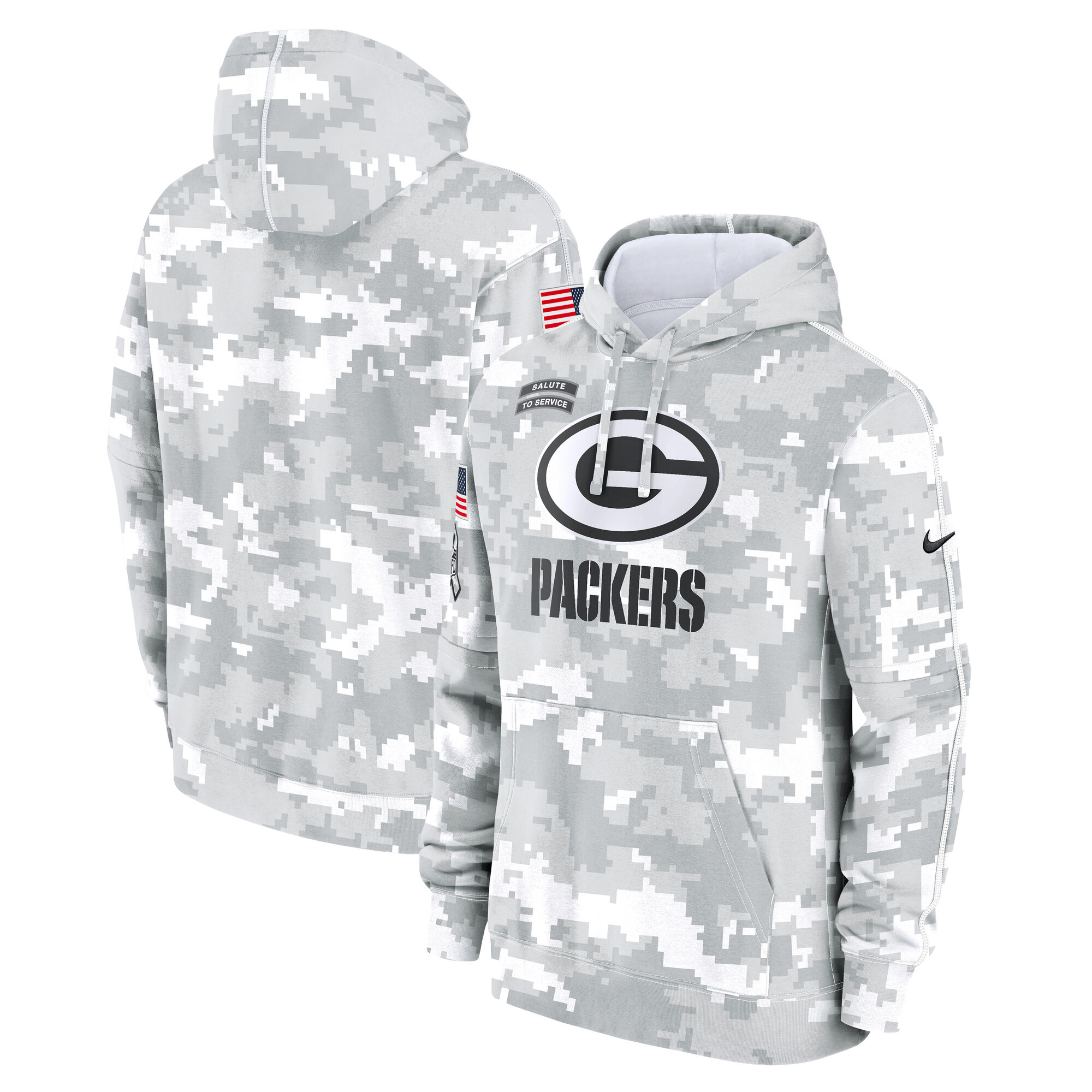 Youth Green Bay Packers Nike White/Gray 2024 Salute To Service Pullover
