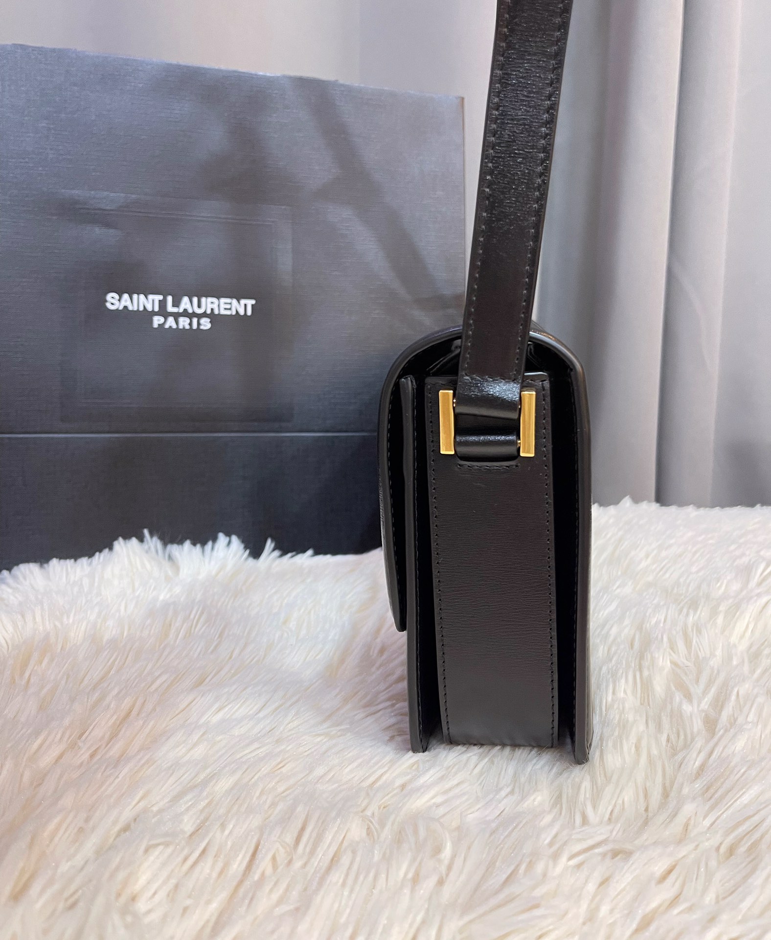 YSL  Saint Laurent Black Solferino Medium Satchel Bag - Black