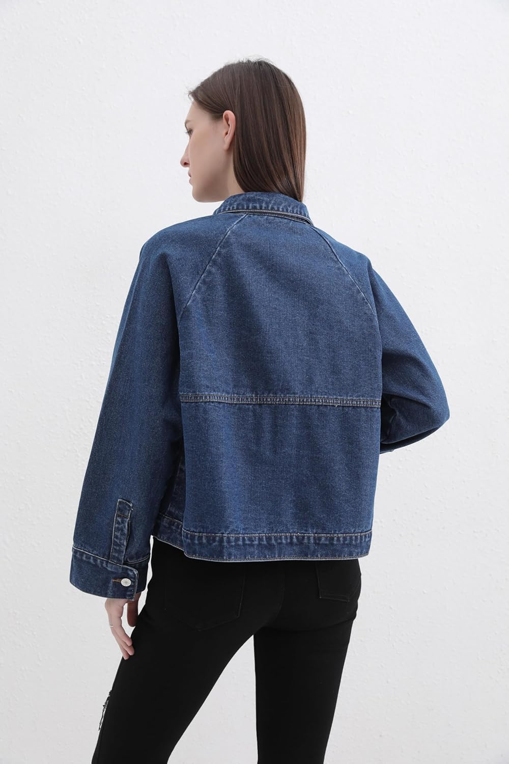 ZMTUO Women’s Denim Jacket Long Sleeve Button Up Washed Jean Western Jackets Trucker Coat