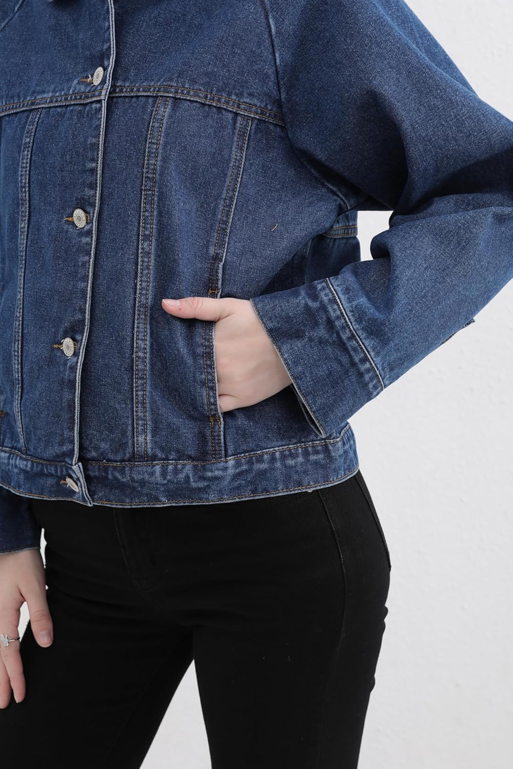 ZMTUO Women’s Denim Jacket Long Sleeve Button Up Washed Jean Western Jackets Trucker Coat